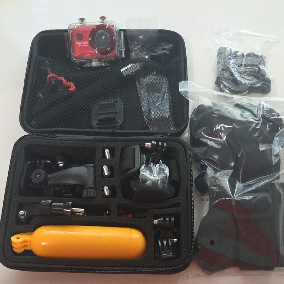 NWOT Vivitar Red Digital Go Pro Action Camera w/ Kit - Picture 1 of 8